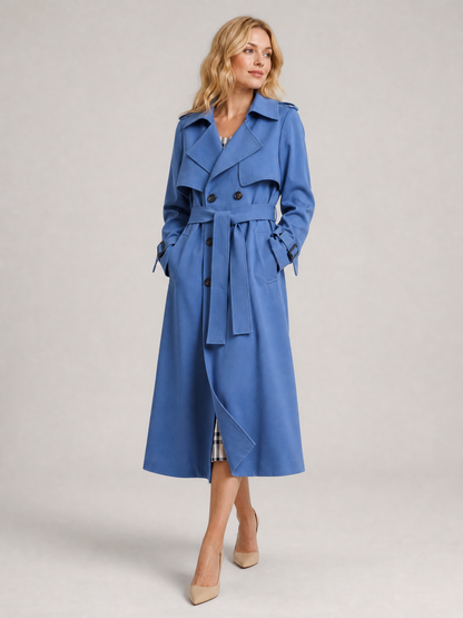 Women's Tailored Lightweight Trench Coat in Blue