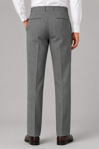 Men's Herringbone Pleated Trousers Straight Leg Tailored Pants – Grey M – product image 2