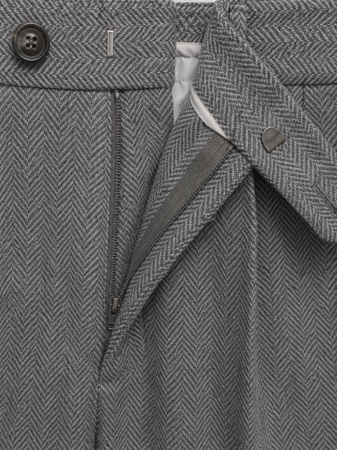 Men's Herringbone Pleated Trousers Straight Leg Tailored Pants – Grey XL – product image 4