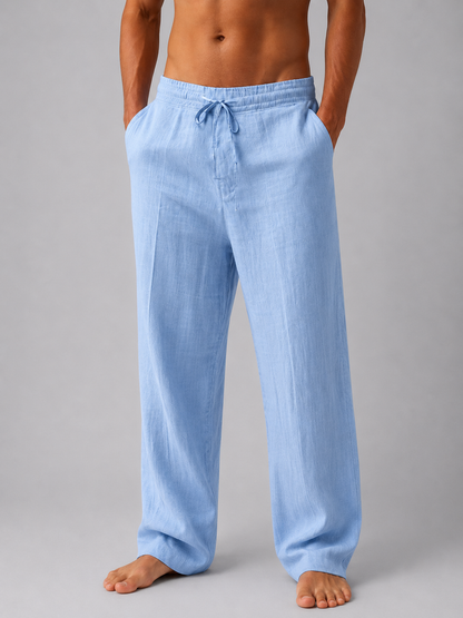 Men's Linen Look Trousers Relaxed Fit Summer Pants – White 3XL – product image 6