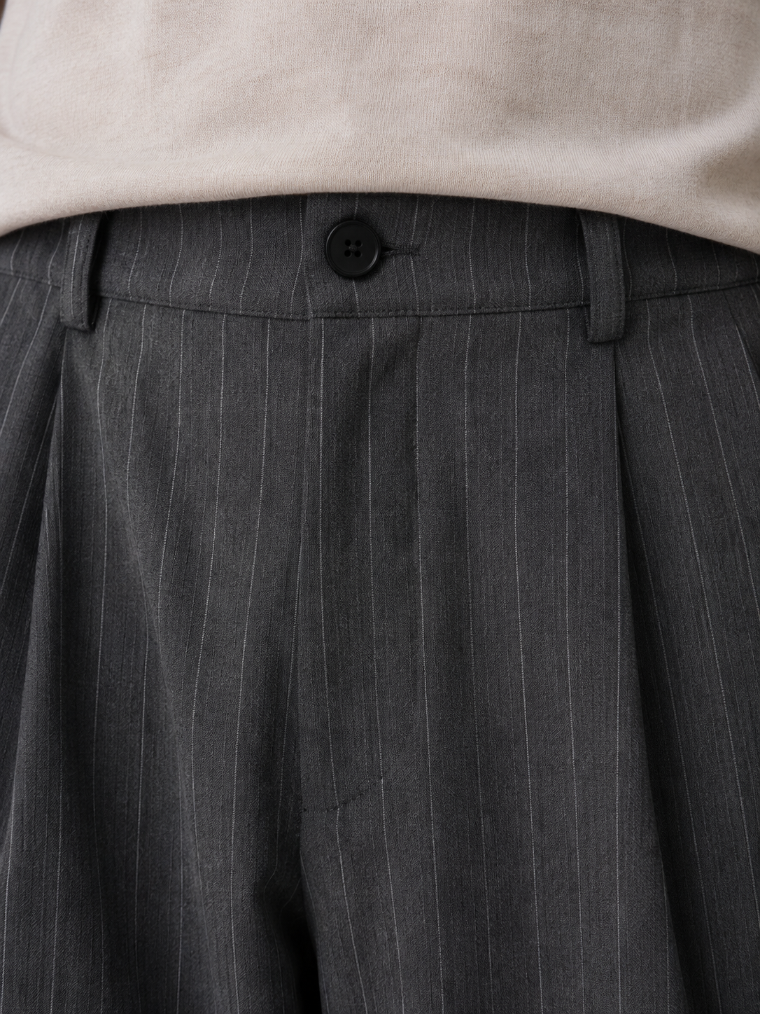 Men's Pinstripe Wide Leg Trousers Pleated Tailored Pants – Grey 2XL – product image 4