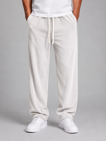 Men's Corduroy Trousers Drawstring Relaxed Wide Leg Pants – Grey 2XL – product image 5