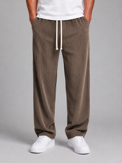 Men's Corduroy Trousers Drawstring Relaxed Wide Leg Pants – Grey 4XL – product image 7