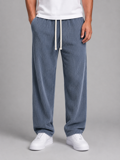 Men's Corduroy Trousers Drawstring Relaxed Wide Leg Pants – Beige S – product image 8