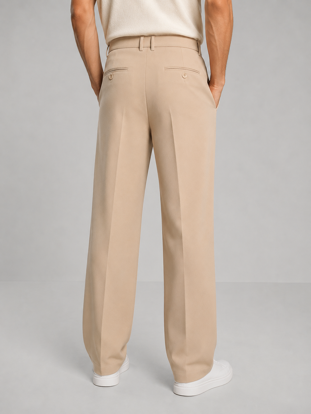 Men's Tailored Trousers Straight Leg Smart Casual Pants – Beige M – product image 2