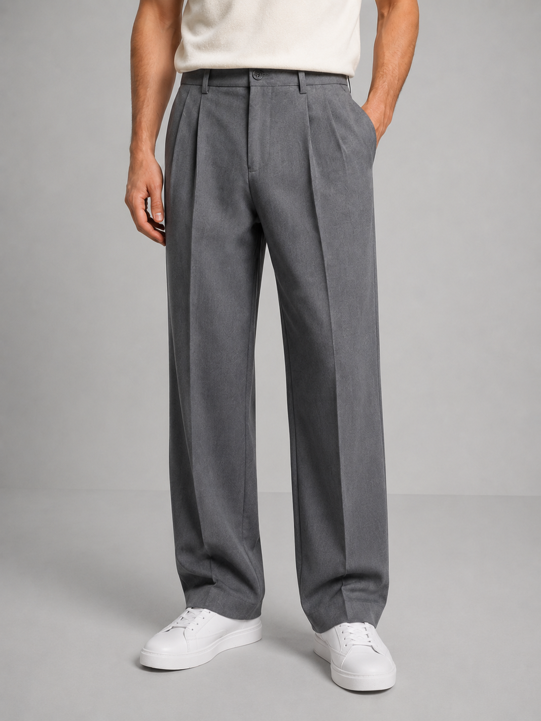 Men's Tailored Trousers Straight Leg Smart Casual Pants – Beige XL – product image 4