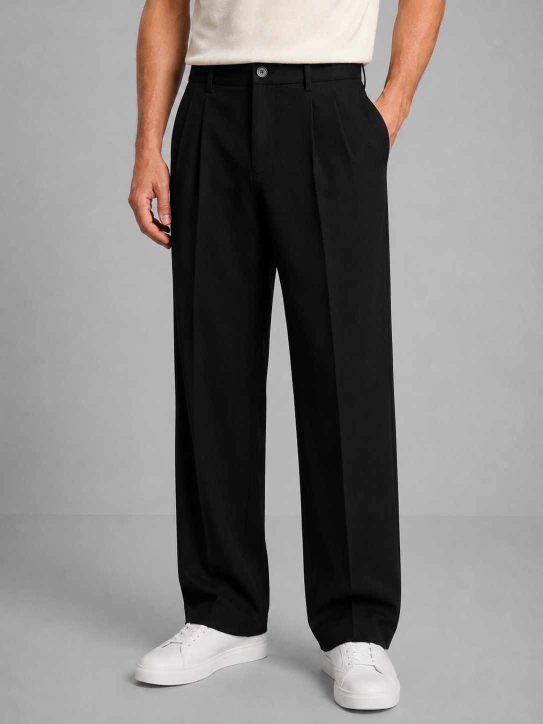 Men's Tailored Trousers Straight Leg Smart Casual Pants – Beige 2XL – product image 5