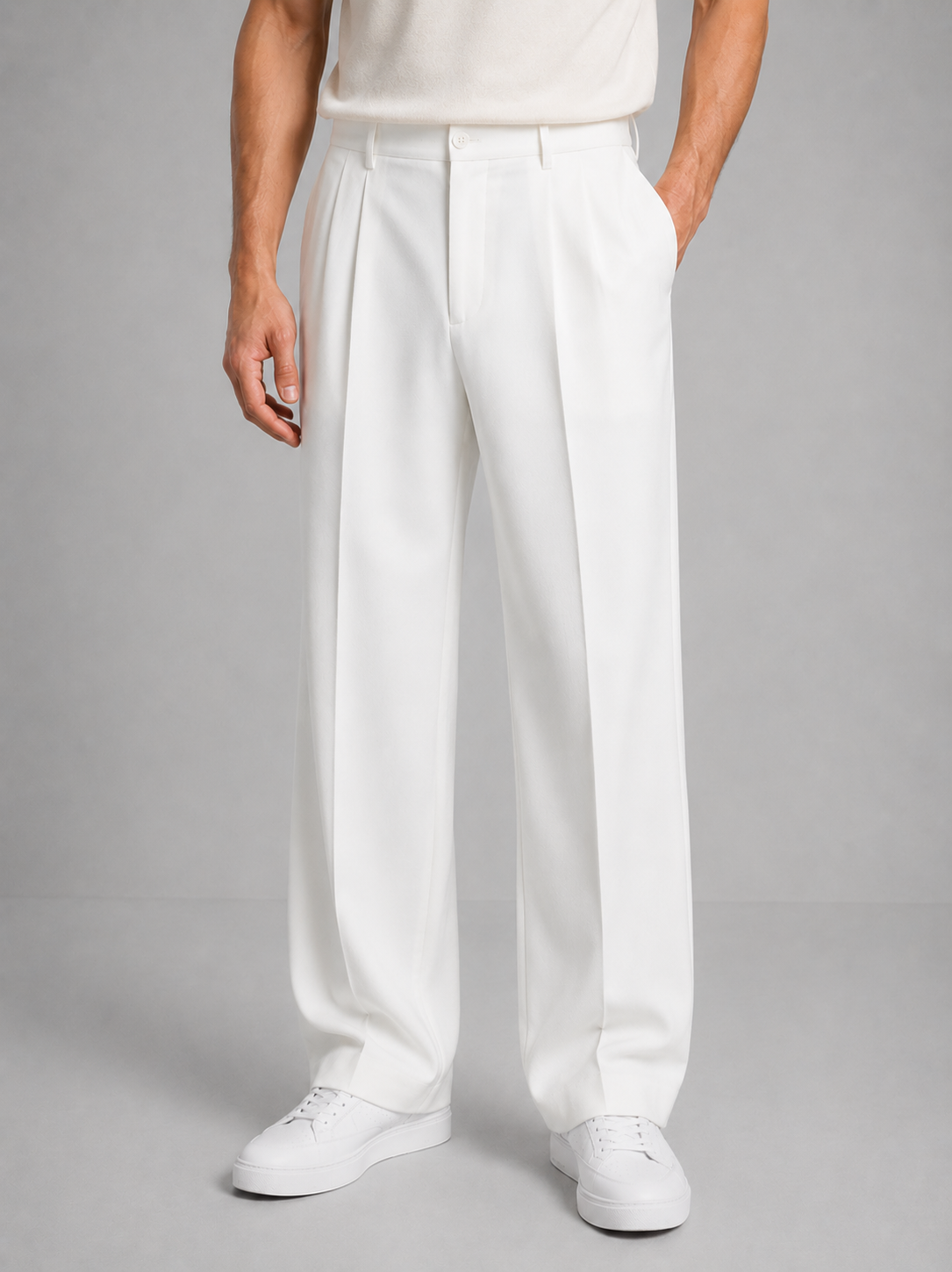 Men's Tailored Trousers Straight Leg Smart Casual Pants – Beige 3XL – product image 6