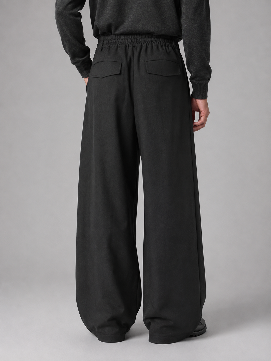 Men's Wide Leg Trousers Pleated Relaxed Tailored Pants – Black M – product image 2