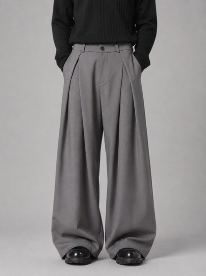 Men's Wide Leg Trousers Pleated Relaxed Tailored Pants – Black XL – product image 4