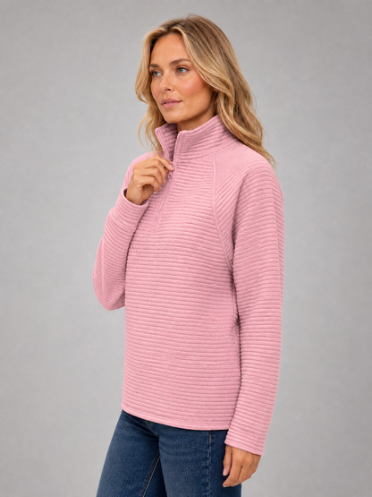 Women's Textured-Rib Half-Zip Knit Sweater