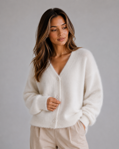 Women's Chunky Knit Cardigan Button Front V-Neck Ribbed Jumper – product image 6