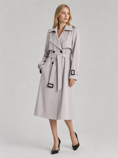 Women's Tailored Lightweight Trench Coat in Gray