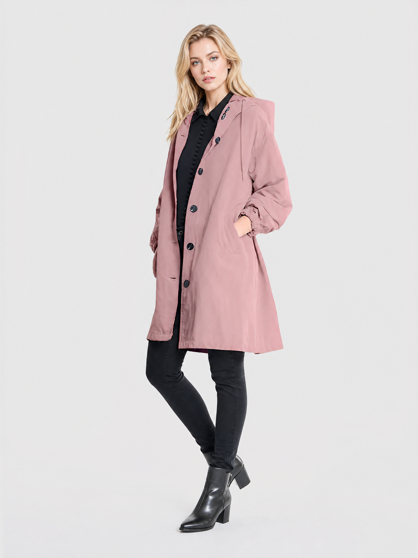 Women's Lightweight Hooded Outdoor Rain Jacket in Pink