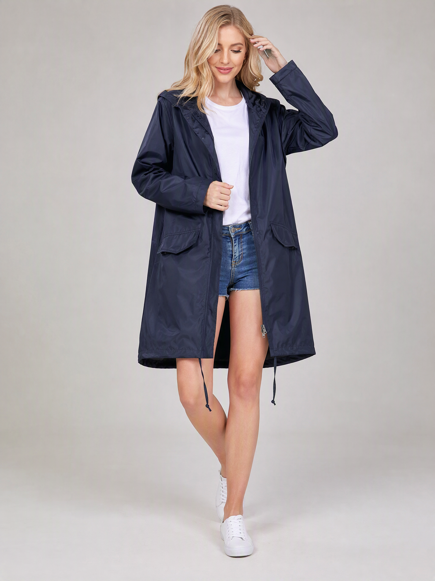 Women's Tailored Waterproof Rain Jacket in Dark Blue