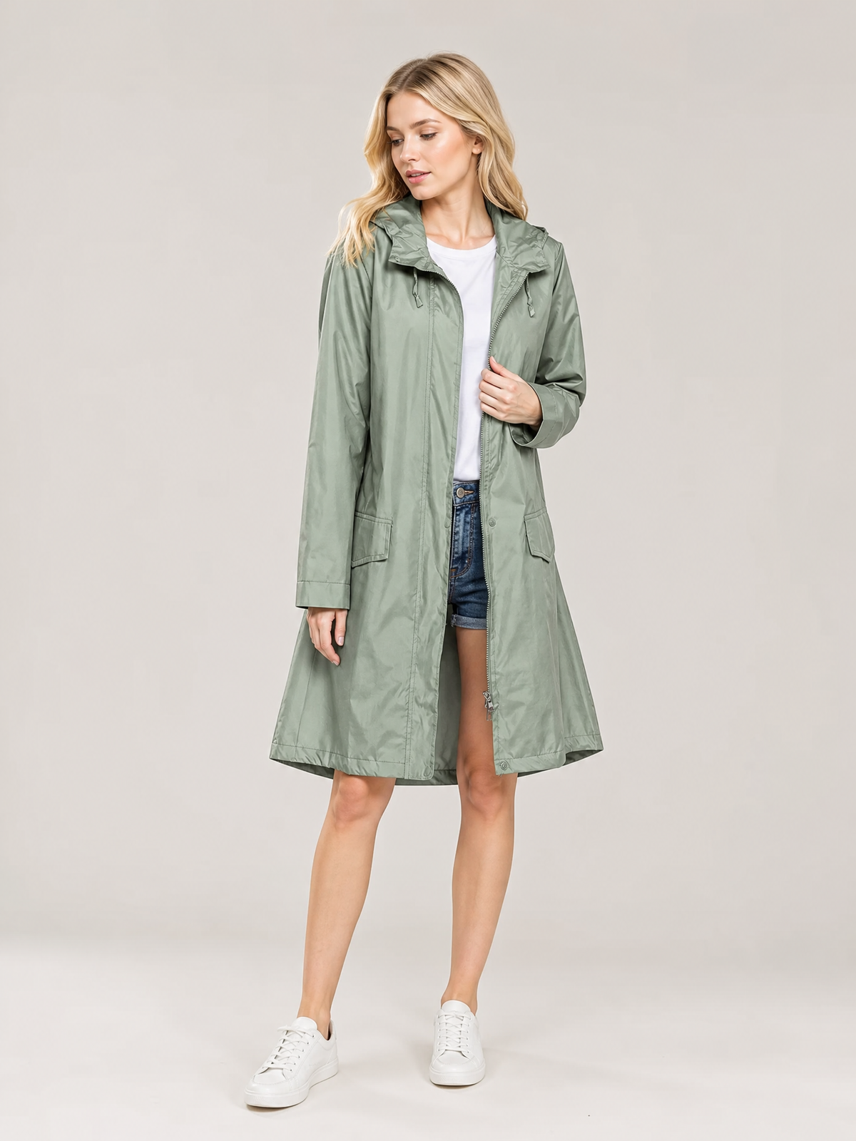 Women's Tailored Waterproof Rain Jacket in Green