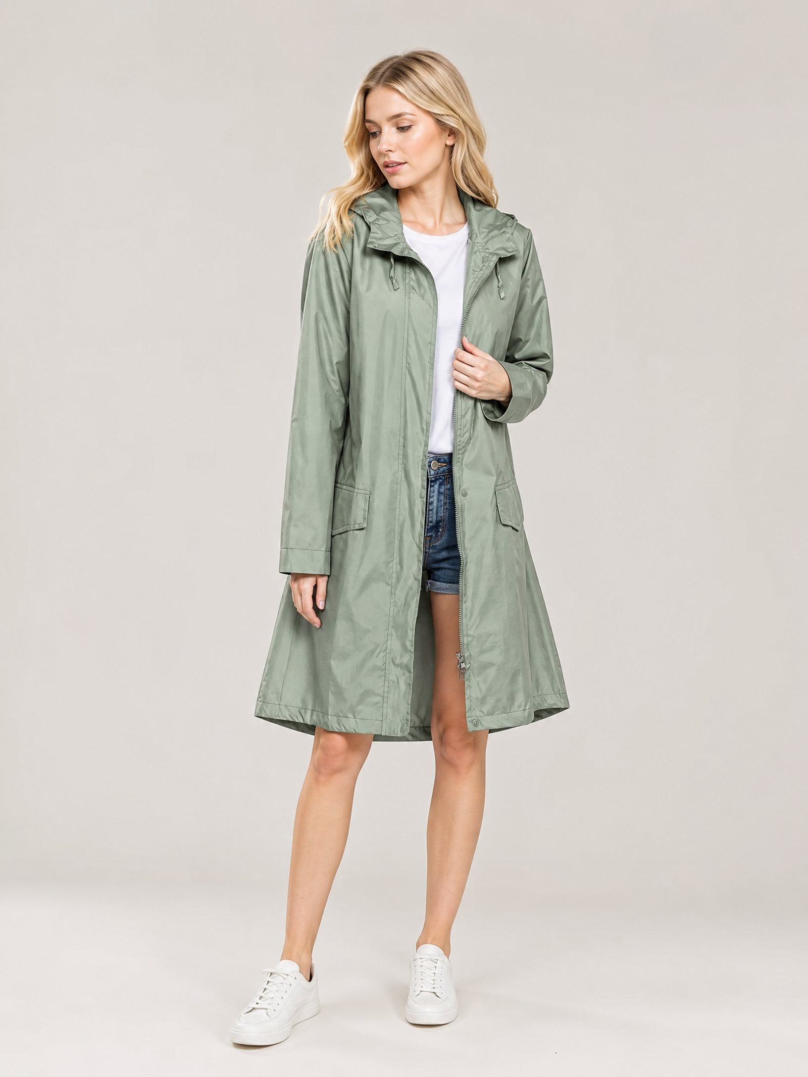 Women's Tailored Waterproof Rain Jacket in Green