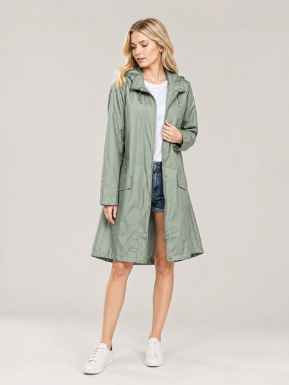 Women's Tailored Waterproof Rain Jacket in Green