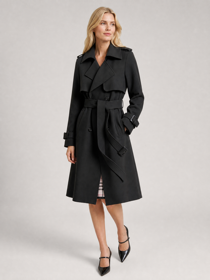 Women's Tailored Lightweight Trench Coat in Black
