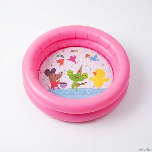 Inflatable Baby Paddling Pool 61cm Two-Ring Illustrated Base