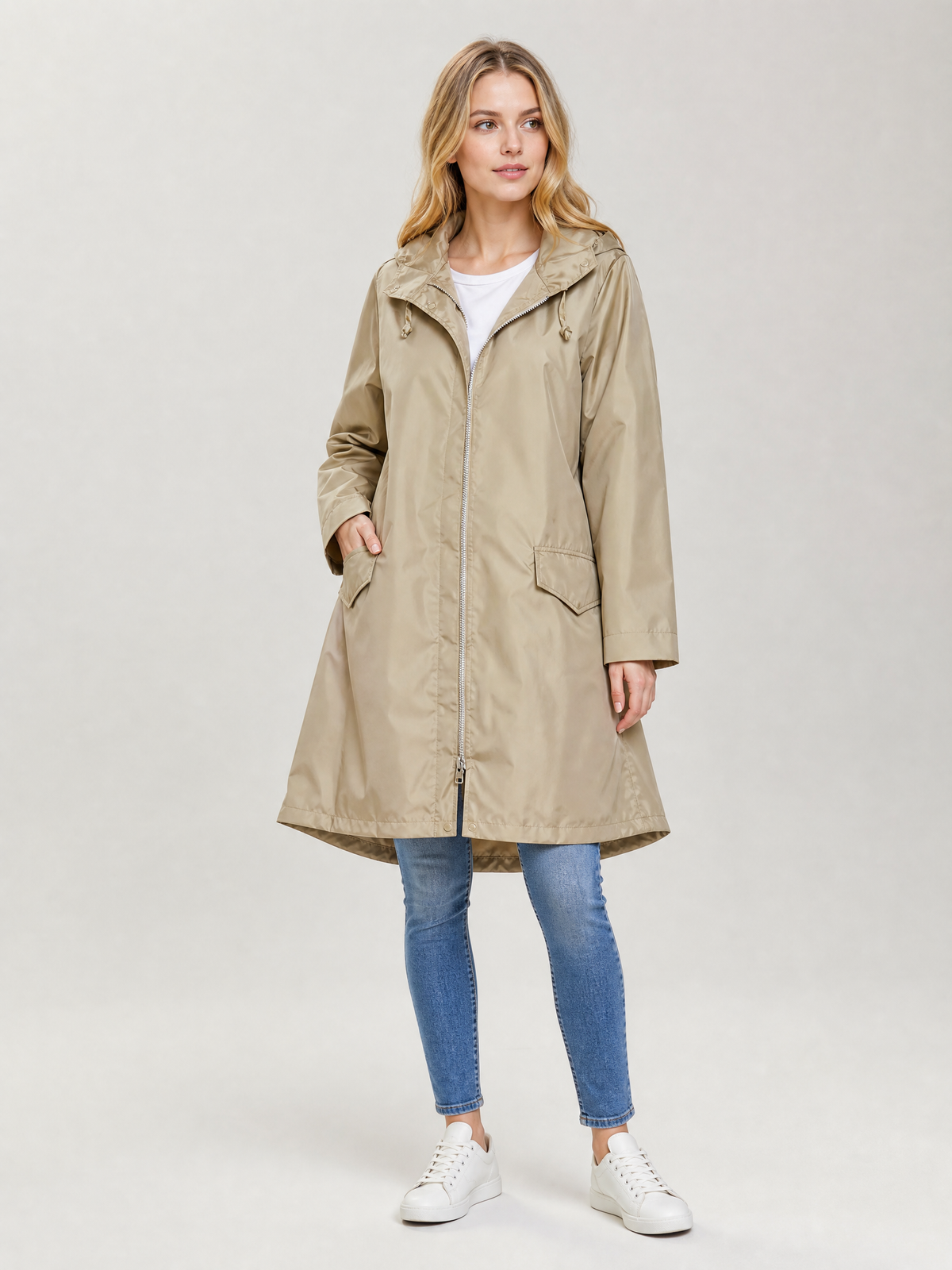 Women's Tailored Waterproof Rain Jacket in Khaki