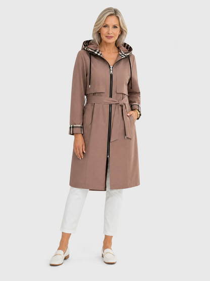 Women's Belted Lightweight Trench Coat in Brown