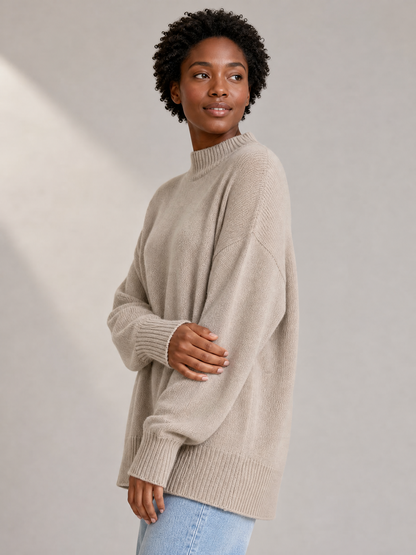 Women's Longline High-Neck Oversized Knit Sweater