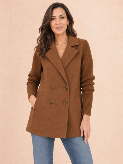 Women's Ribbed Knit Lapel Blazer Coat